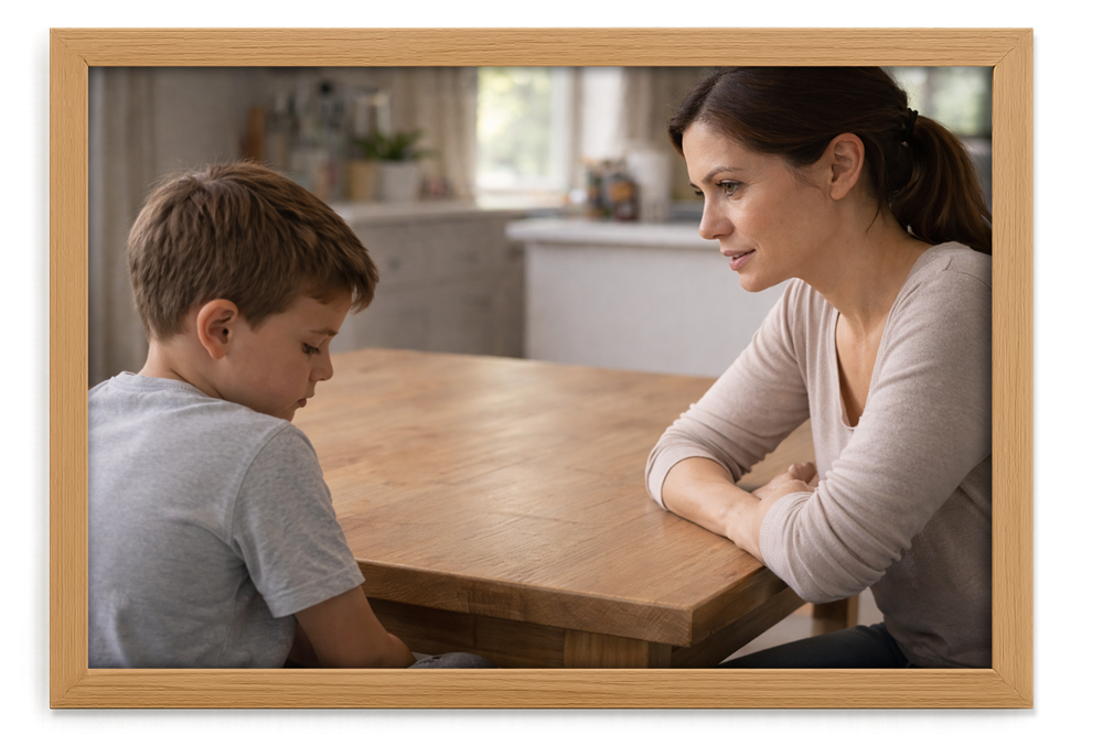 Mãe e filho conversando